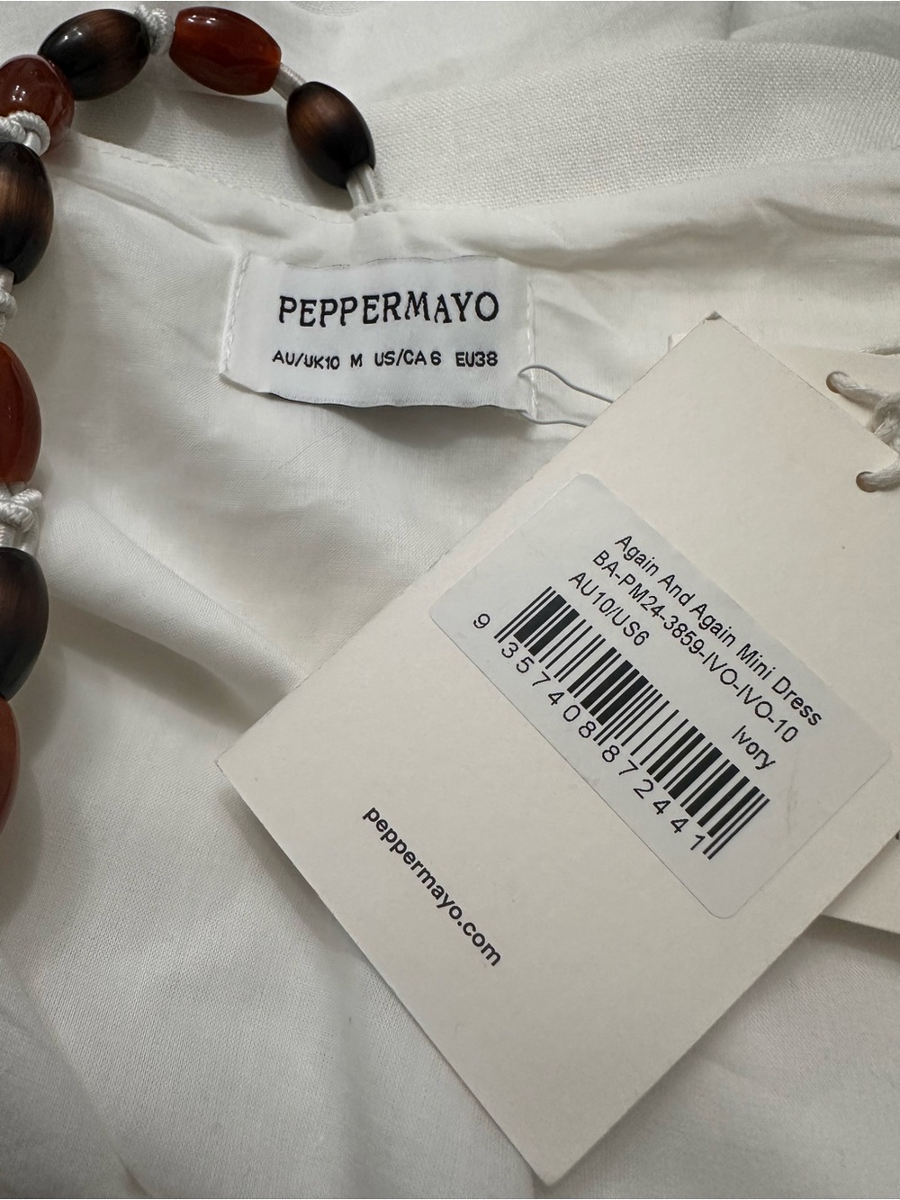 Peppermayo Ivory Again And Again Mini Dress SZ US 6 Vacation Date Night NWT - Picture 2 of 9